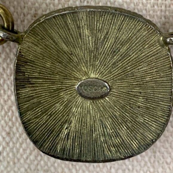 Gerard Yosca Vintage Chunky Statement Necklace Antique Gold Handmade Brown Glam - Picture 8 of 12